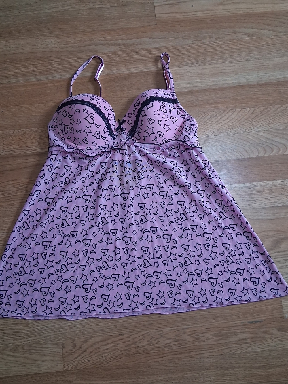 Pink Star & Heart Lace-Trim Chemise